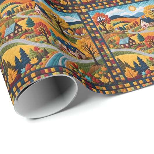 Country Village Quilt Design Geschenkpapier (Rolleneckpunkt)
