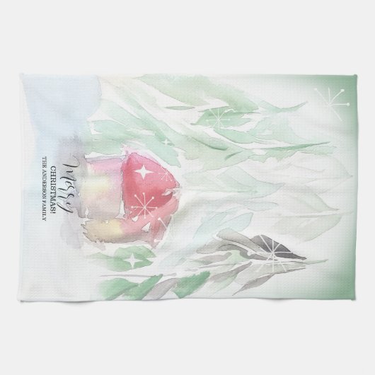 Country Village Weißes Weihnachten Geschirrtuch (Horizontal)