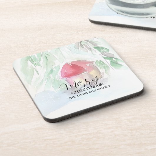 Country Village Weißes Weihnachten Getränkeuntersetzer (Linke Seite)