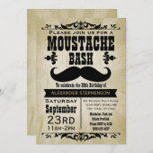 Country Vintag Mustache Bash Geburtstagspartei Einladung (Vorne/Hinten)