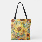 Country Vintag Style Wasserfarbe Sonnenblumen Tasche (Rückseite)