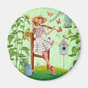 Country Violin Girl   Magnet