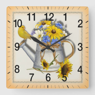 Country water can wall clock quadratische wanduhr
