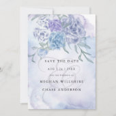 Country Watercolor Floral Dusty Blue Einladung (Vorderseite)