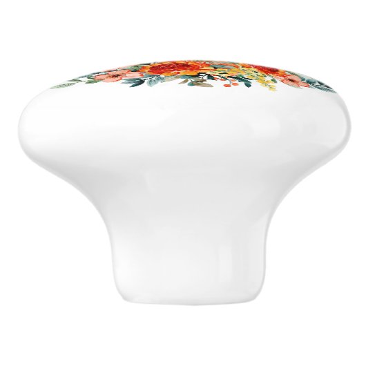 Country Watercolor Hühnerrooster Floral Bouquet Keramikknauf (Seitenansicht)