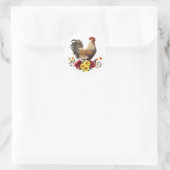 Country Watercolor Hühnerrooster Floral Bouquet Runder Aufkleber (Tasche)