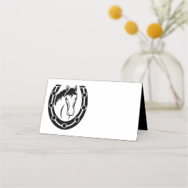 Country Wedding Black Horse Horseshoe Western Platzkarte
