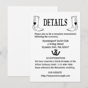 Country Wedding Details Cowboy Boots Western Black Einladung