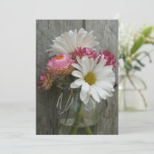 Country Wedding Einladung Daisies & Strawblumen (Stehend Vorderseite)