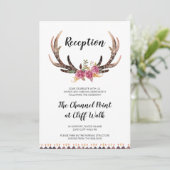 Country Wedding Empfang Card, Aquareller Antler Einladung (Stehend Vorderseite)