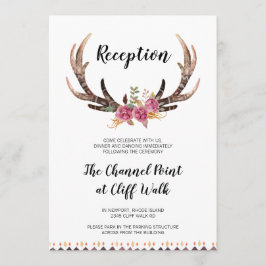 Country Wedding Empfang Card, Aquareller Antler Einladung