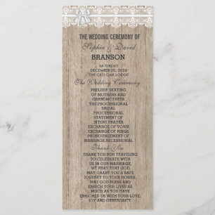 Country Wedding Lace Old Barn Wood Custom Program Programm