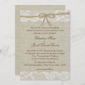 Country Wedding Lace und Burlap Einladung (Vorne/Hinten)