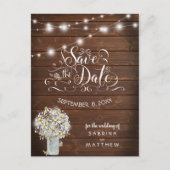 Country Wedding Mason Jar Daisies BarefootBride™ Postkarte (Vorderseite)
