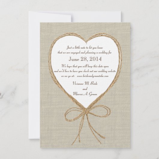 Country Wedding Save the Date (Rückseite)