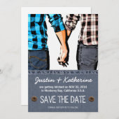 Country Wedding Save the Date Couple Holding Hands Einladung (Vorne/Hinten)