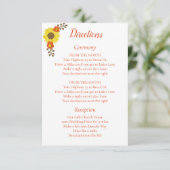Country Wedding Sunflower Directions Begleitkarte (Stehend Vorderseite)