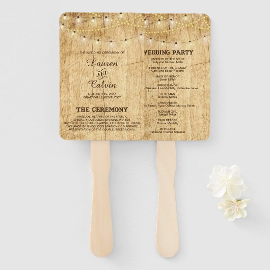 Country Wedding Zeremony Program Fan Fächer (Vorne und Hinten)