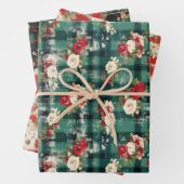 Country Weihnachten Kariert Florals erschüttert Geschenkpapier Set (Beispiel)