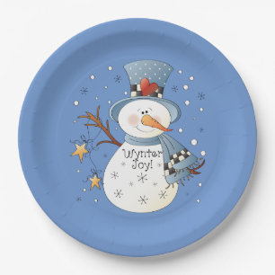 Country Weihnachten wynter Schneemann Party Pappteller