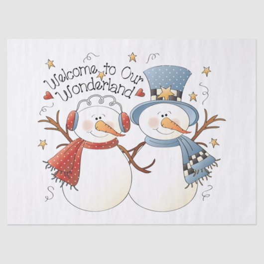 Country Weihnachtsschneemann Holiday Tissue Party Seidenpapier (Vorderseite)