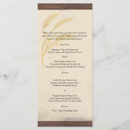 Country Weizengras auf Parchment-Hochzeitmenü Menükarte