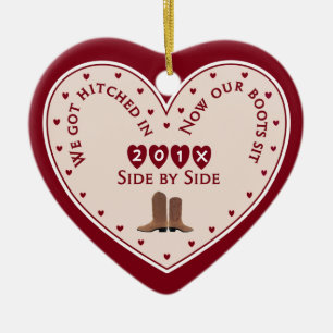 Country Western 1. Weihnachtsgeschenk Verheiratet Keramik Ornament