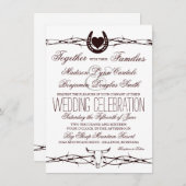 Country Western Barbed Wire Hochzeitseinladungen Einladung (Vorne/Hinten)