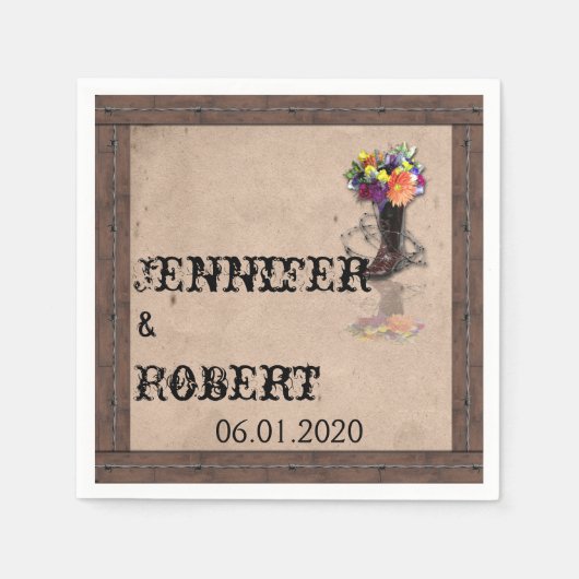 Country Western Barbed Wire Wedding Napkin Serviette (Vorderseite)