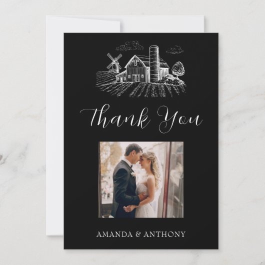 Country Western Barn Wedding  Dankeskarte (Vorderseite)