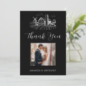 Country Western Barn Wedding Dankeskarte (Stehend Vorderseite)