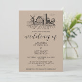 Country Western Barn Wedding Einladung (Stehend Vorderseite)