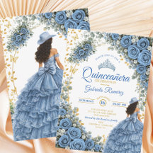 Country Western Blaue Rosen Golden Quinceañera