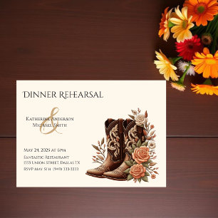 Country Western Blume mit Cowboy Boots Einladung