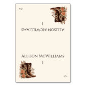 Country Western Blume mit Cowboy Boots Fisch Tischnummer (Vorderseite)