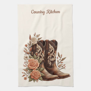 Country Western Blume mit Cowboy Boots Geschirrtuch