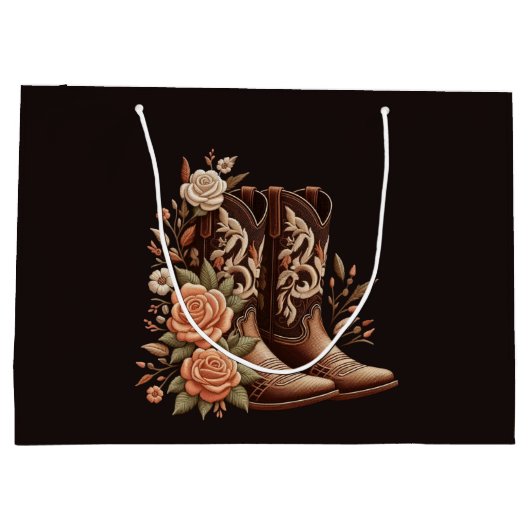 Country Western Blume mit Cowboy Boots Große Geschenktüte (Rückseite)
