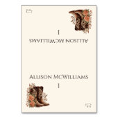 Country Western Blume mit Cowboy Boots Pork Tischnummer (Vorderseite)