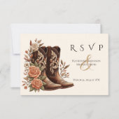 Country Western Blume mit Cowboy Boots RSVP Karte (Vorderseite)