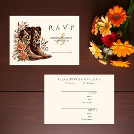 Country Western Blume mit Cowboy Boots RSVP Karte
