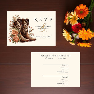 Country Western Blume mit Cowboy Boots RSVP Karte