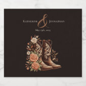 Country Western Blume mit Cowboy Boots Schaumweinetikett (Einzelnes Label)