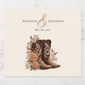 Country Western Blume mit Cowboy Boots Schaumweinetikett (Einzelnes Label)
