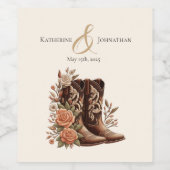 Country Western Blume mit Cowboy Boots Weinetikett (Einzelnes Label)