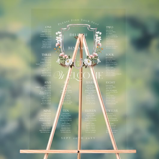 Country Western Blumenzwiebelkarte für Hochzeitssi Acrylschild (Neutral)