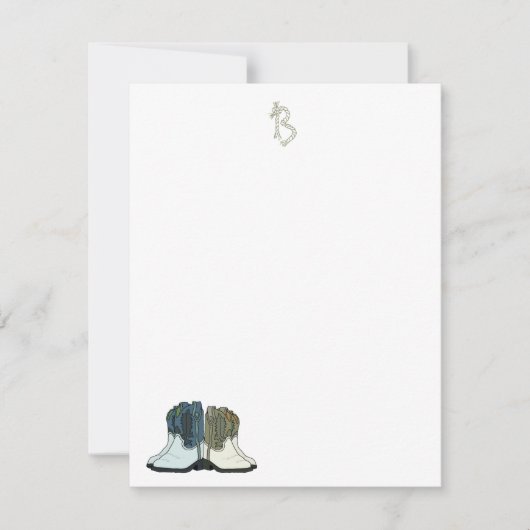 Country Western Boost Flat Monogramm-Mitteilungska Mitteilungskarte (Vorderseite)