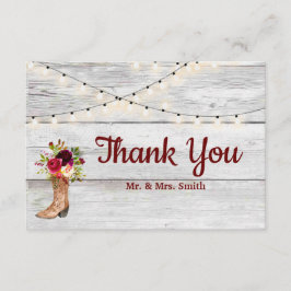 Country Western Boot Boho Rustic Marsala Vielen Da Dankeskarte