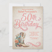 Country Western Boots 50. Geburtstag Einladung (Vorderseite)