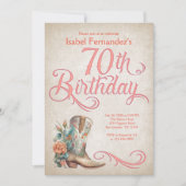 Country Western Boots 70. Geburtstag Einladung (Vorderseite)