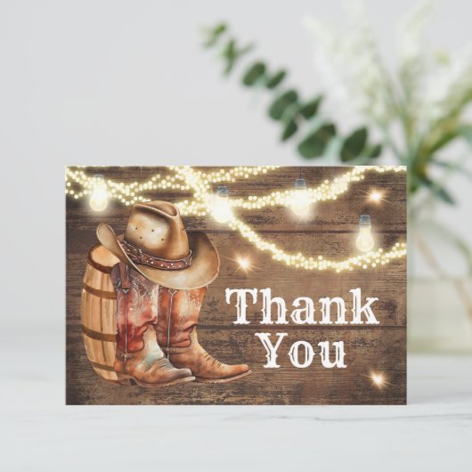 Country Western Boots und Dankeschön Card Dankeskarte (Stehend Vorderseite)